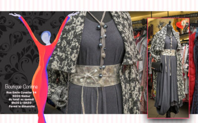 Jolie robe grise et manteau chiné