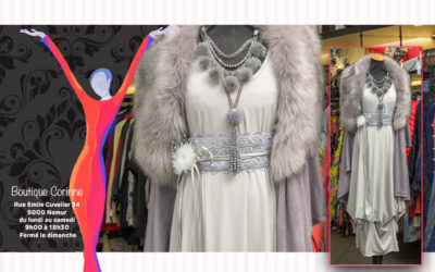 Magnifique robe ballon et sa cape en col fourrure